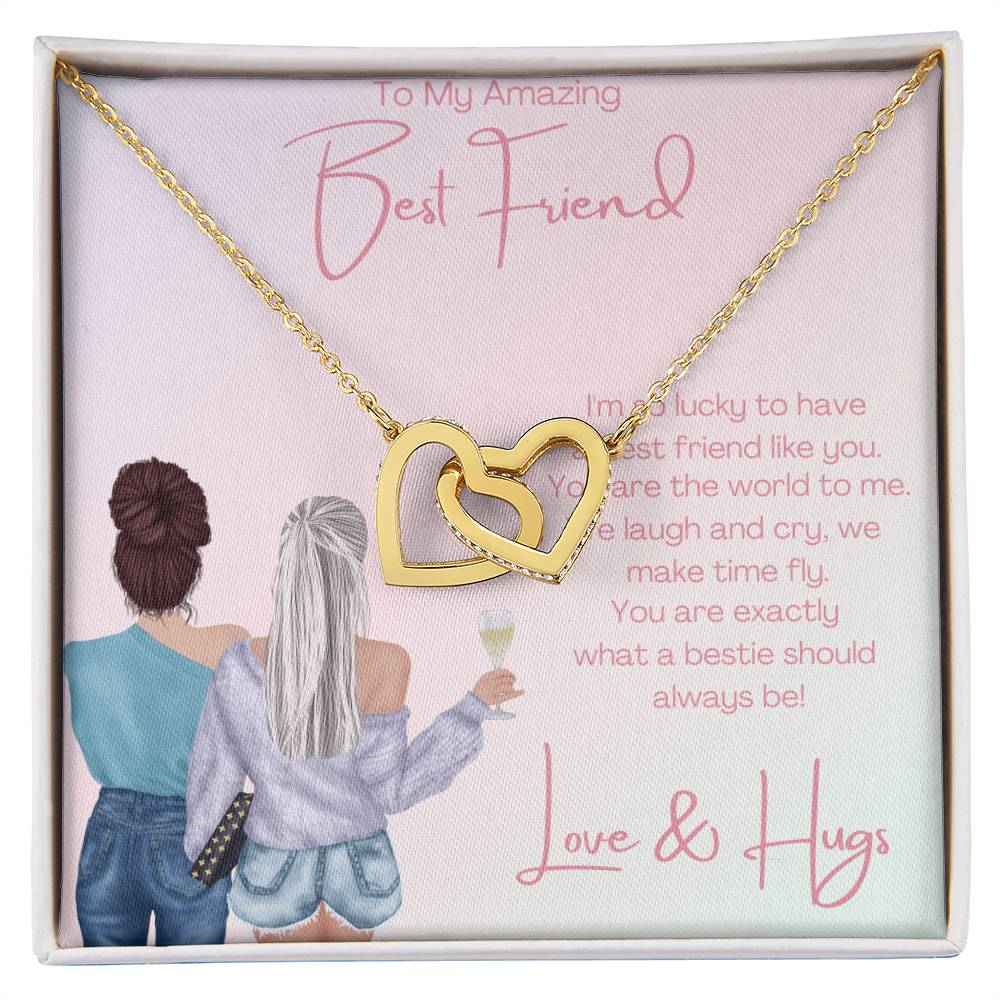 Amazing Best Friend - 2 Hearts Interlocking Hearts Necklace