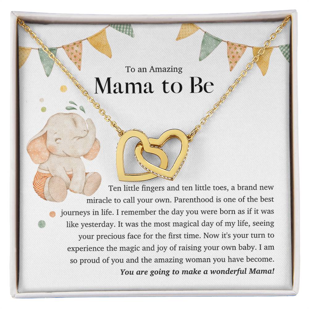 To An Amazing Mama To Be - Interlocking Heart Necklace Interlocking Hearts Necklace