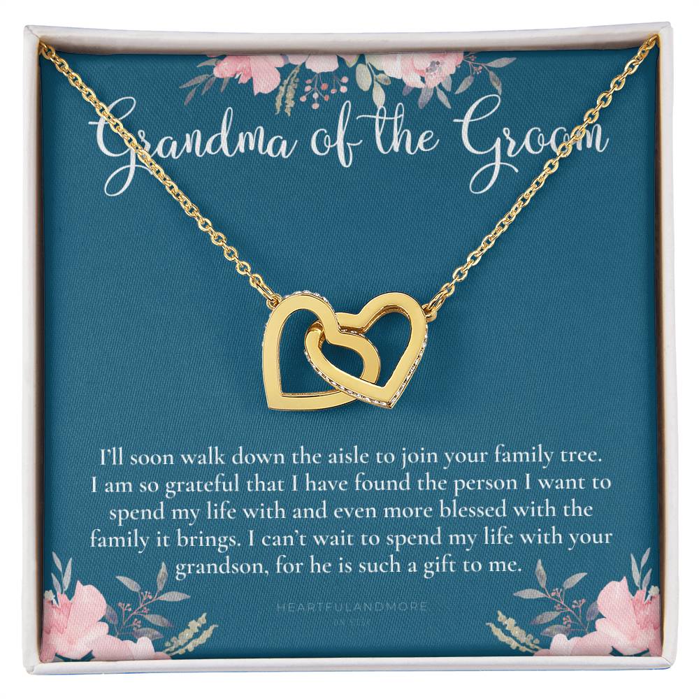 Grandmother Of The Groom Gift Necklace Grandma Wedding Gift Nana Bridal Shower Rehearsal Dinner Thank You Gift Interlocking Hearts Necklace