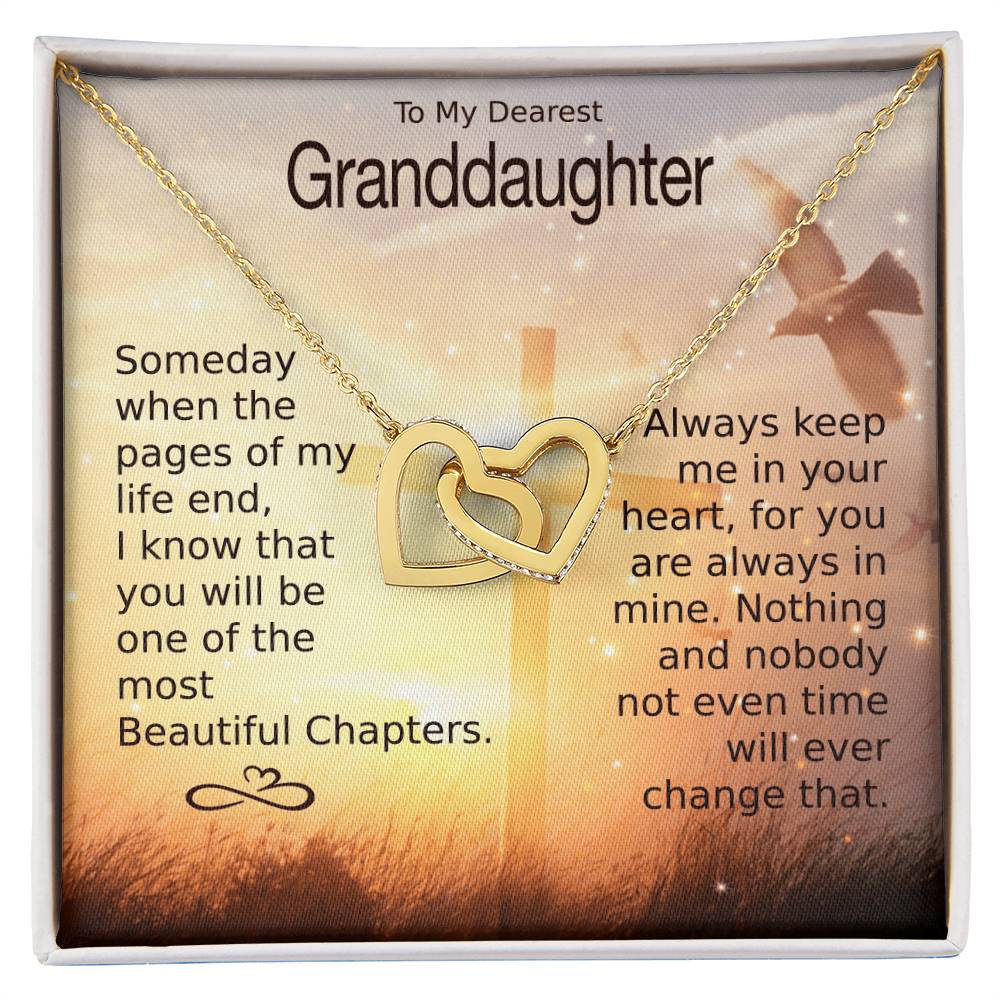 To My Granddaughter – Heart Melt Message Interlocking Heart Necklace💓 Interlocking Hearts Necklace