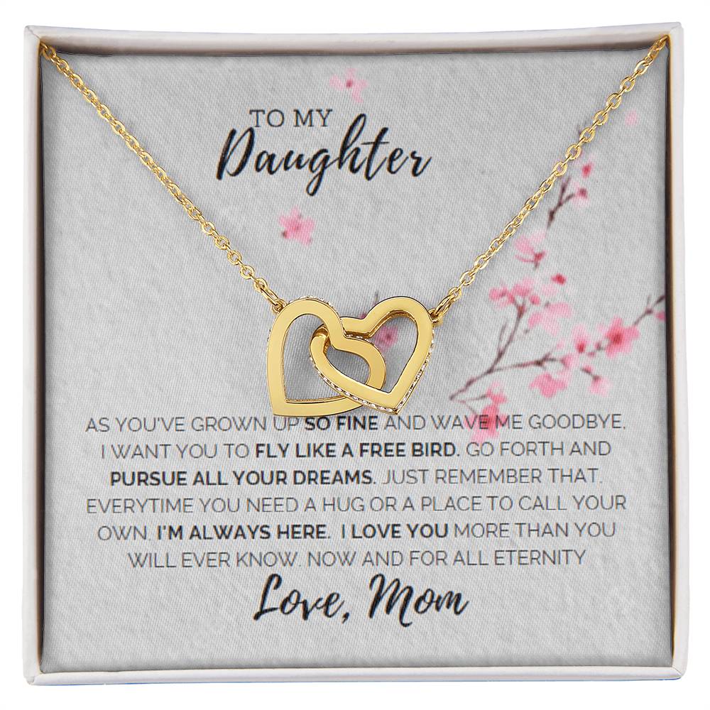 To My Daughter -I Love You Interlocking Hearts Necklace
