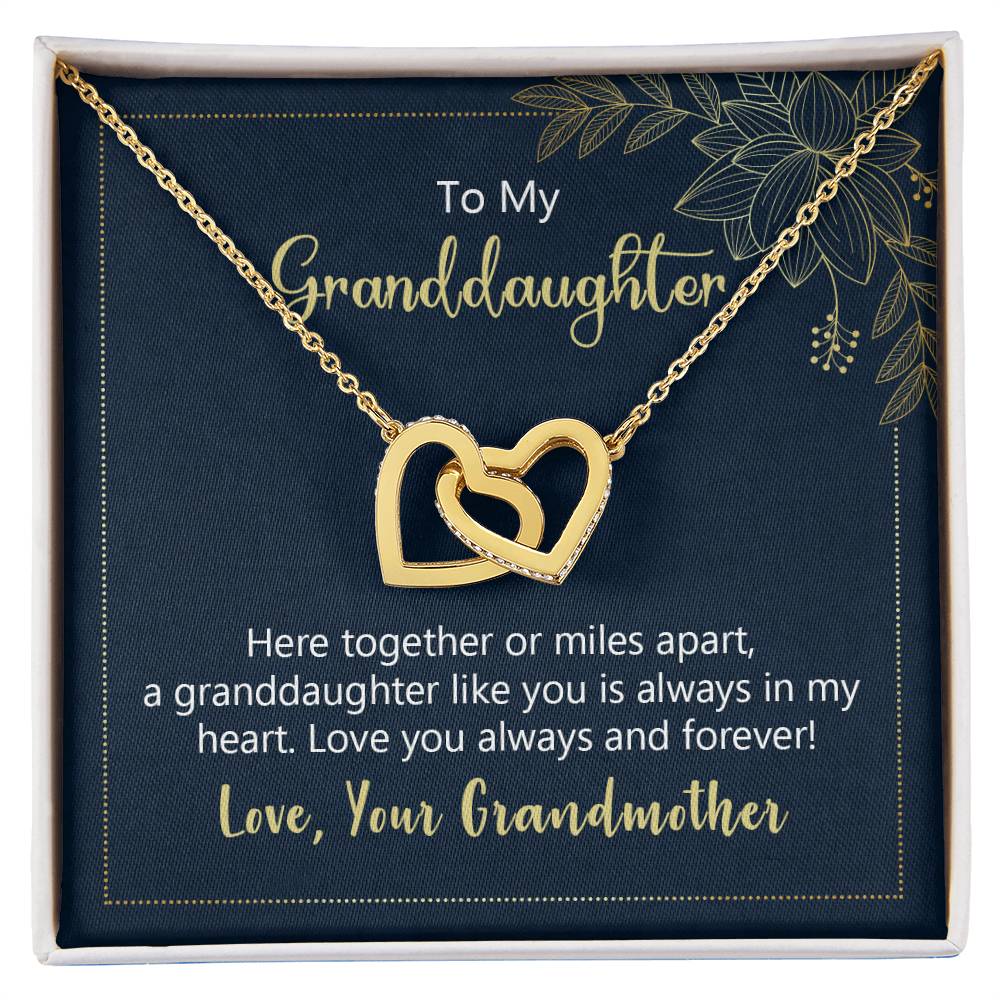 To My Granddaughter Heart Necklace Interlocking Hearts Necklace