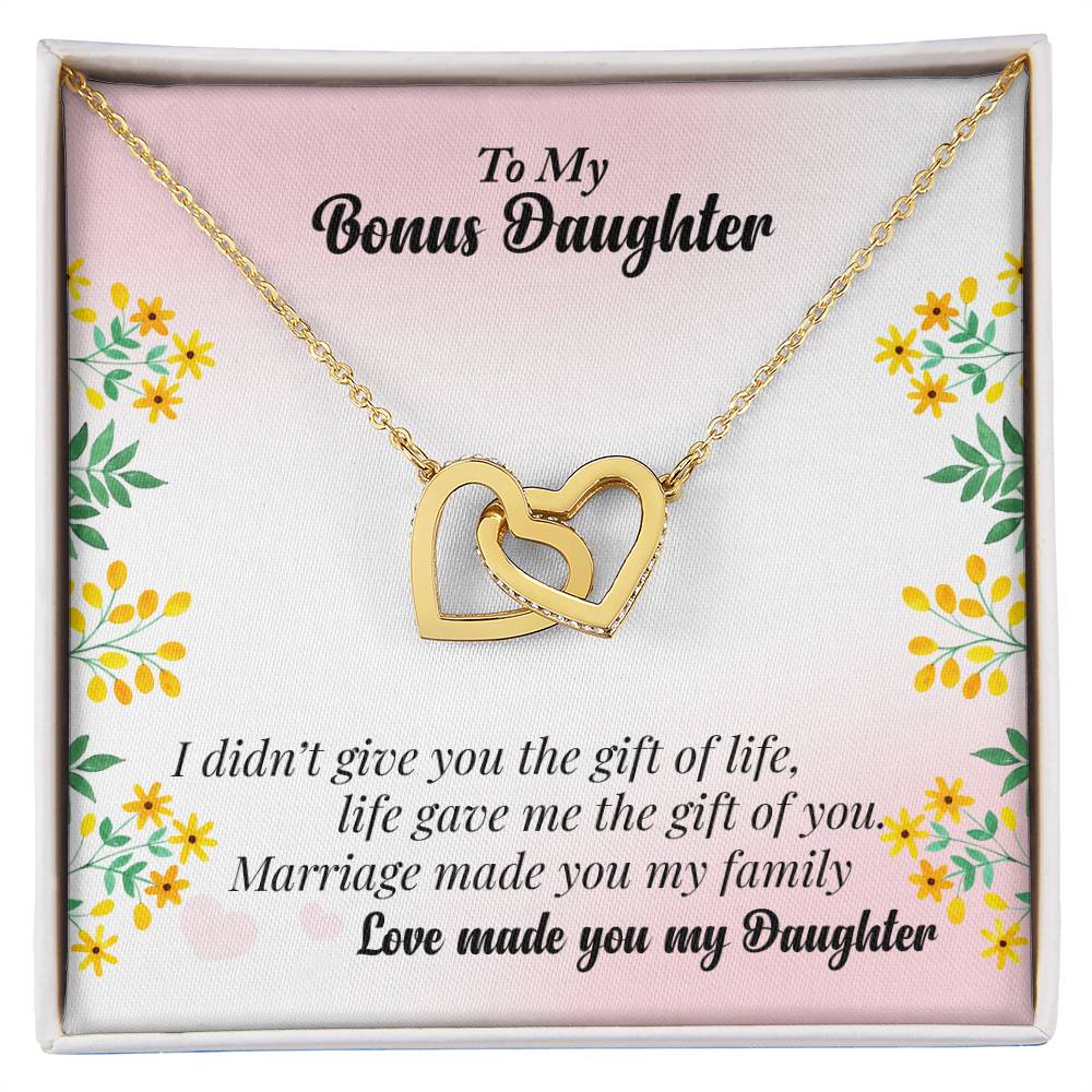 To My Bonus Daughter Interlocking Hearts Necklace