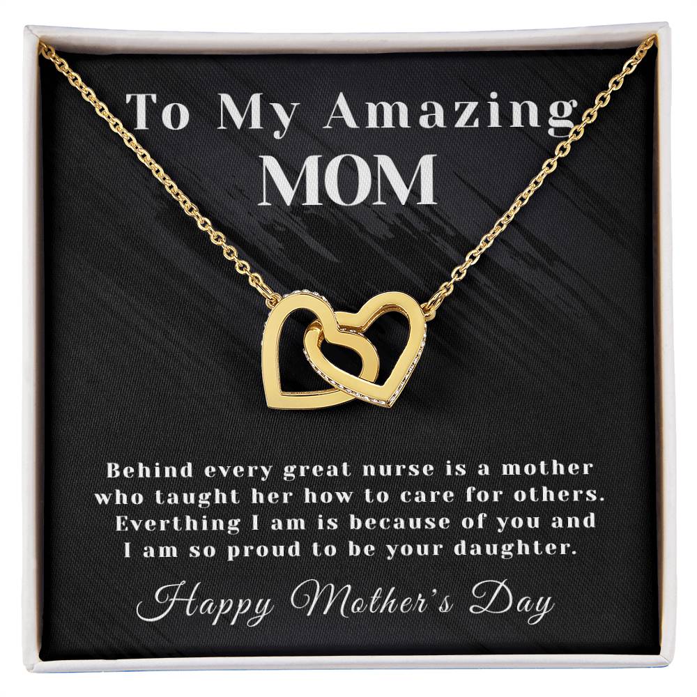 Amazing Mom - Interlocking Hearts - Mother'S Day - Nurse Interlocking Hearts Necklace