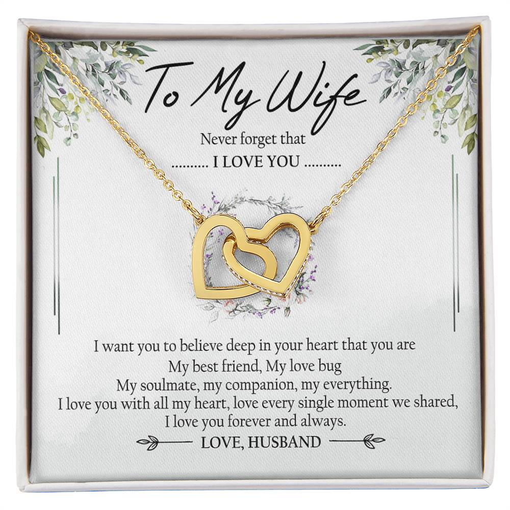 To My Wife My Best Friend Interlocking Hearts Necklace Mother'S Day Message Card