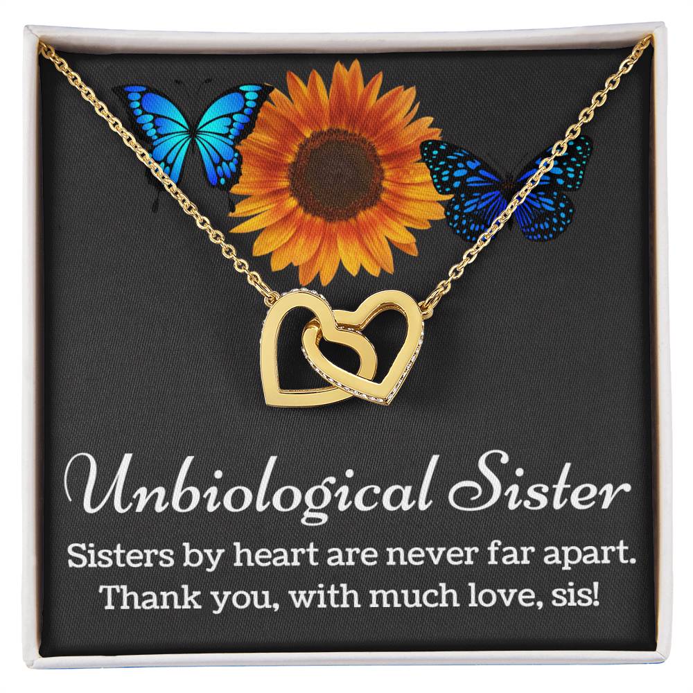 Unbiological Sister Necklace Interlocking Hearts Necklace