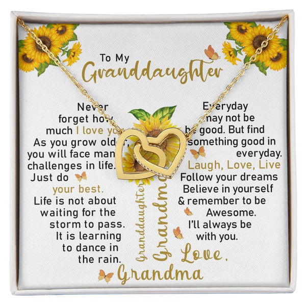 To My Granddaughter - Interlocking Hearts Necklace