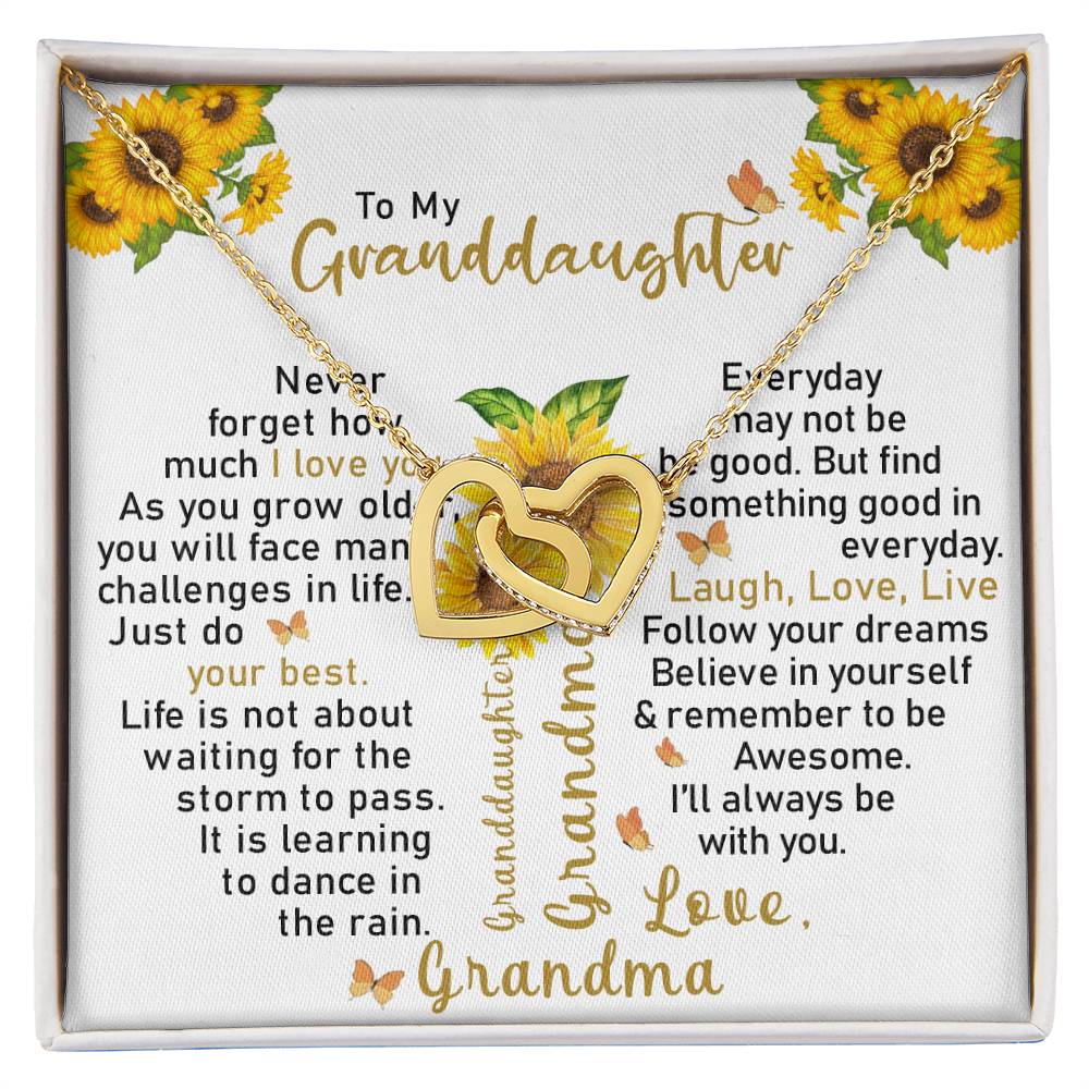 To My Granddaughter - Interlocking Hearts Necklace