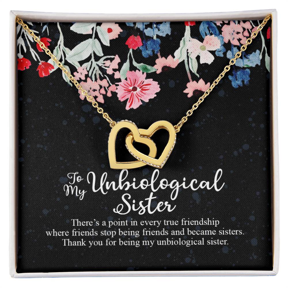 To My Unbiological Sister Interlocking Hearts Necklace