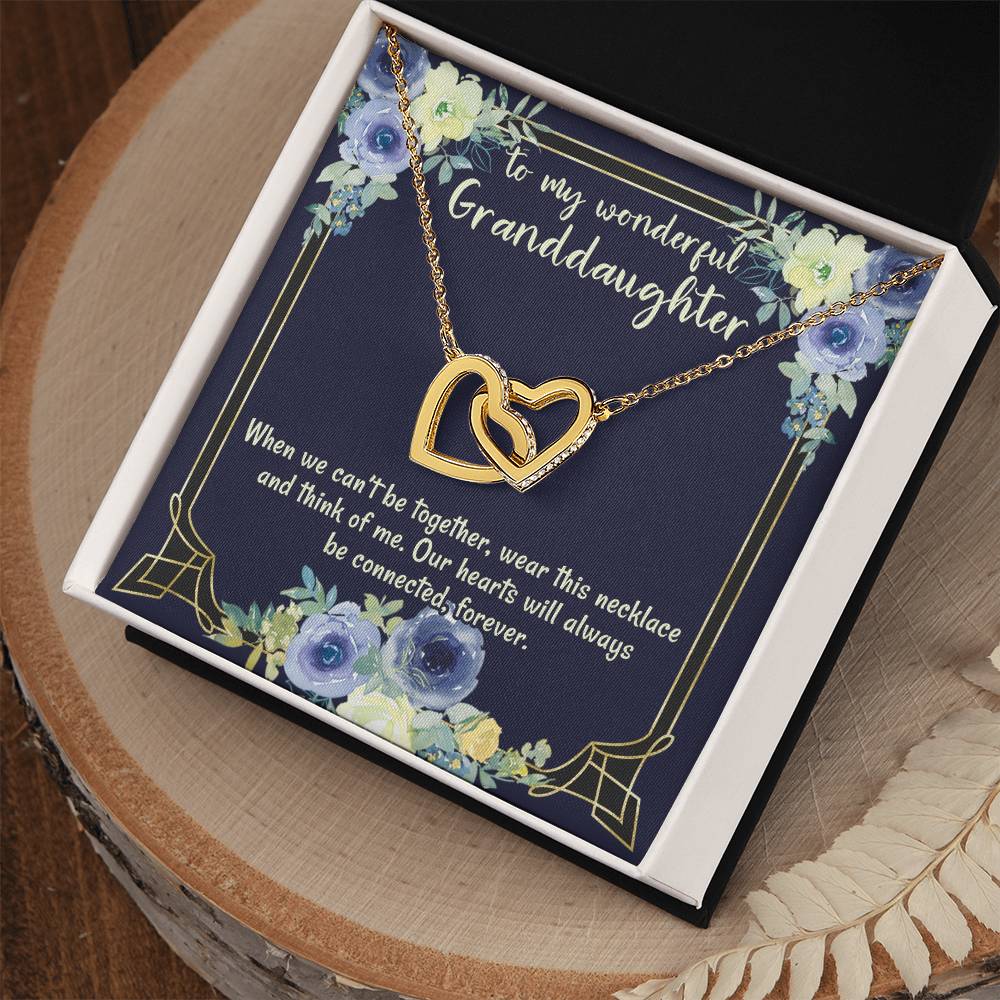 To My Wonderful Granddaughter Our Hearts Will Always Be Connected Necklace Gift From Grandmother Gift From Grandfather Interlocking Hearts Necklace