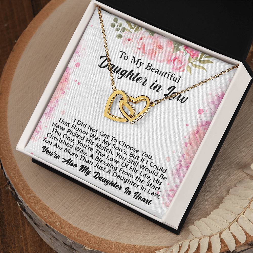 To My Beautiful Daughter In Law You Are My Daughter In Heart Necklace - Perfect Gift Interlocking Hearts Necklace