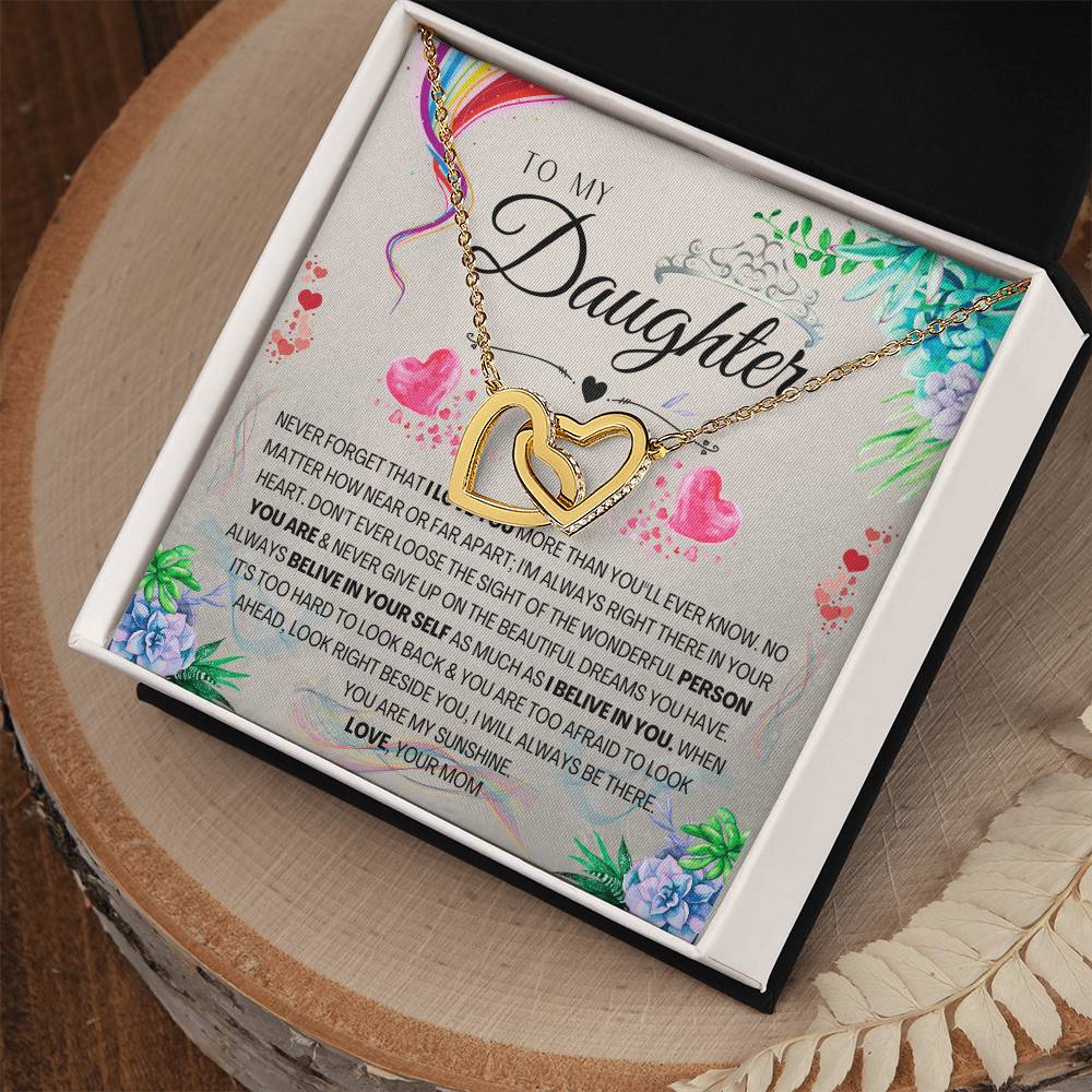 To My Daughter Interlocking Hearts Necklace
