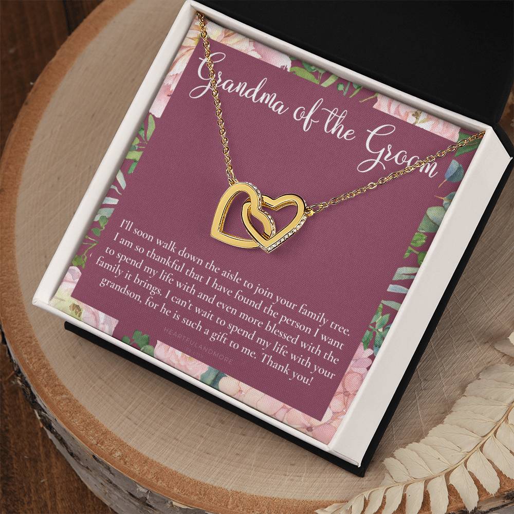 Grandmother Of The Groom Gift Necklace Grandma Wedding Gift Nana Bridal Shower Rehearsal Dinner Thank You Gift Interlocking Hearts Necklace