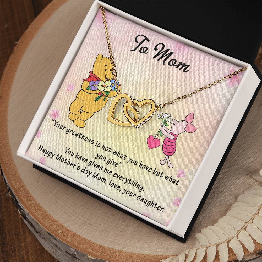 Mothersday Winnie The Pooh Sweetest Hearts Necklace Interlocking Hearts Necklace