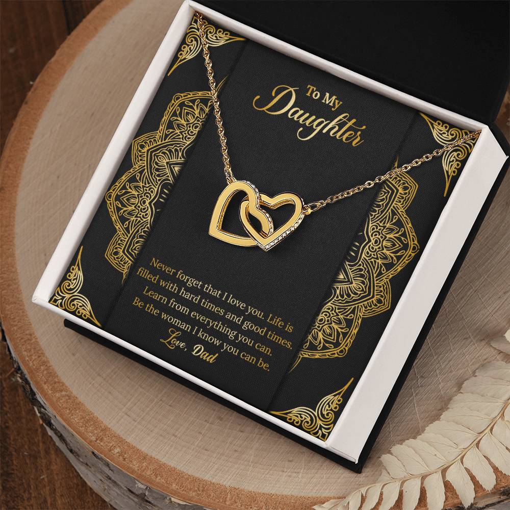 Never Forget That I Love You. Necklace. Two Hearts. Interlocking Hearts Necklace