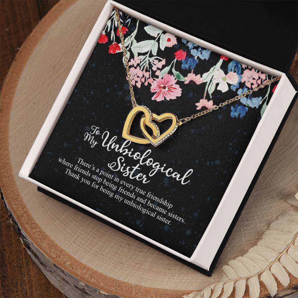 To My Unbiological Sister Interlocking Hearts Necklace