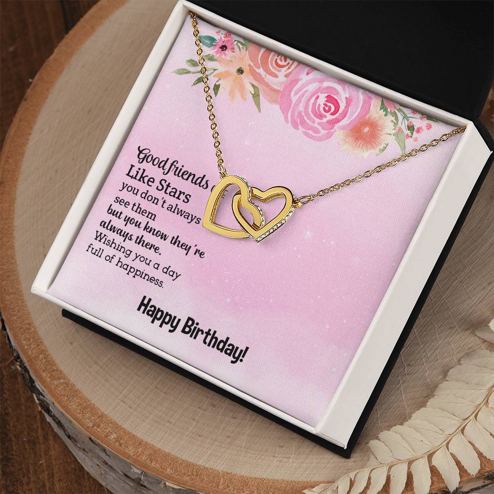 Good Friends Are Like Stars - Birthday Gift For Friend - Interlocking Hearts Necklace