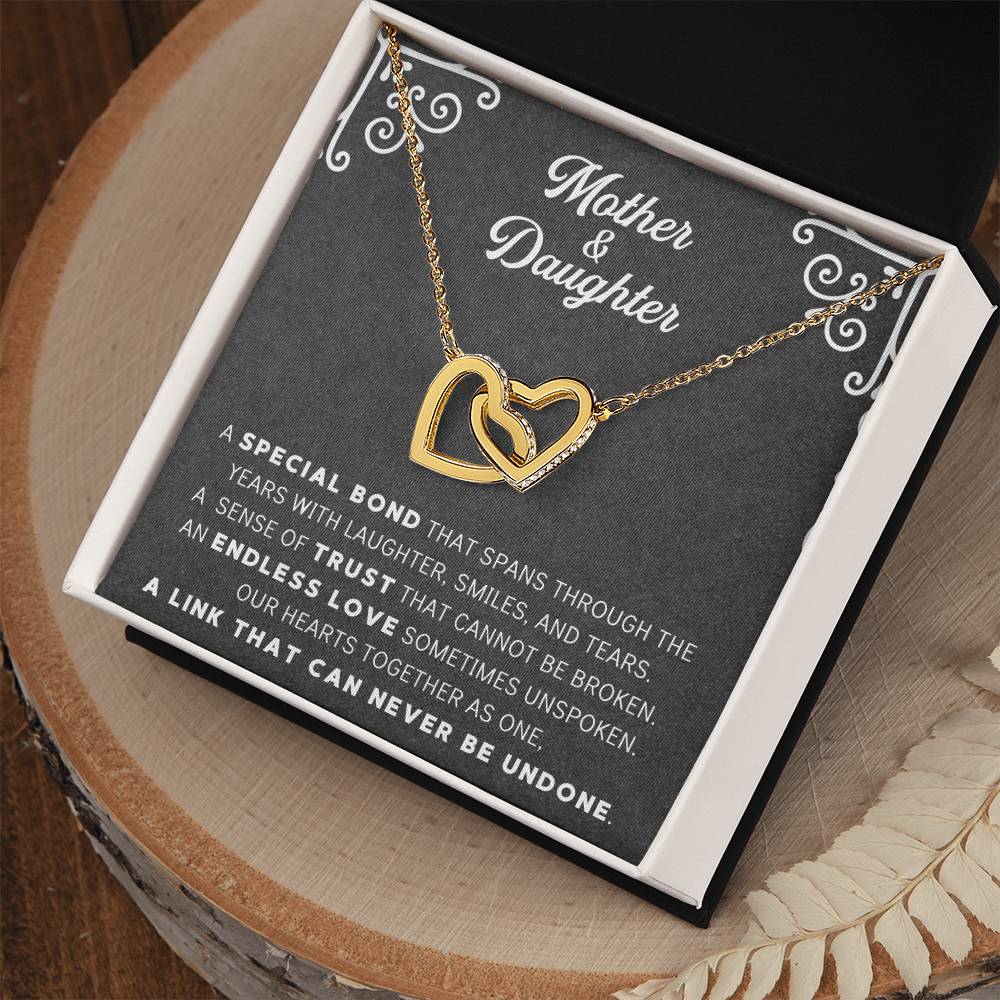 Linked Double Heart Necklace For Mother Daughter Gift Minimalist Jewelry Gift For Daughter Mothers Day Sentimental Jewelry Gift For Mom Interlocking Hearts Necklace