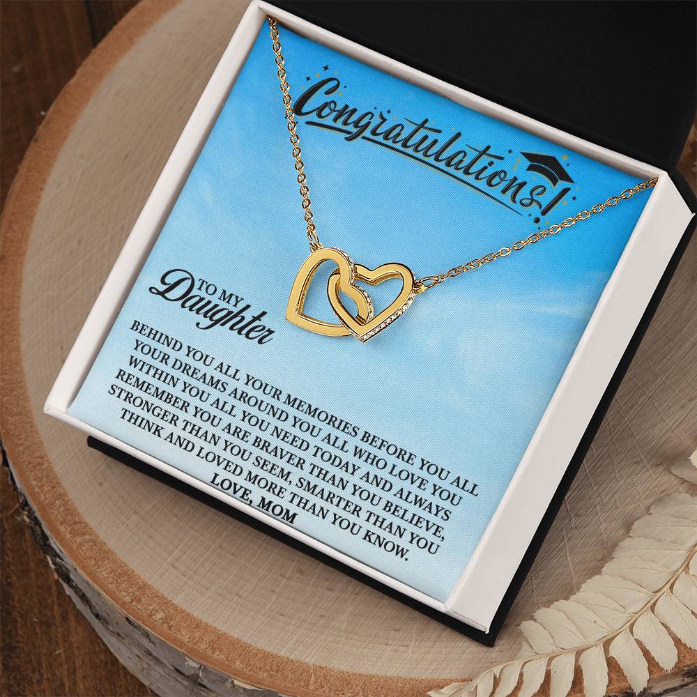 To My Daughter - You Are Loved More Than You Know - Necklace Interlocking Hearts Necklace