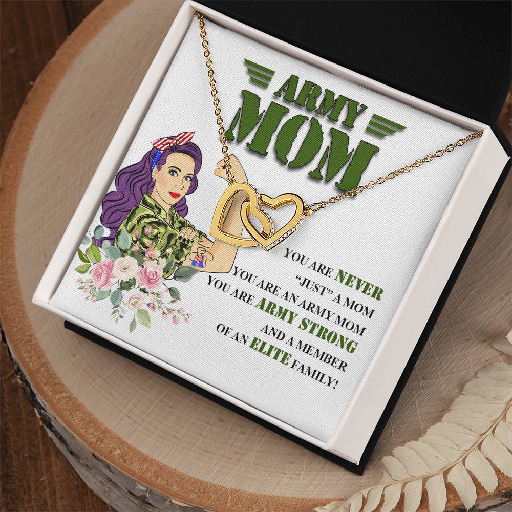 Army Mom Gift - Strong Mom - The Interlocking Heart Necklace Interlocking Hearts Necklace