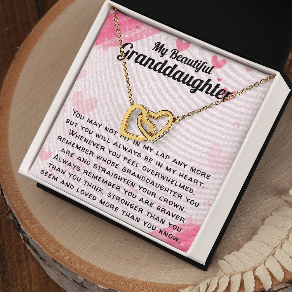Beautiful Granddaughter Necklace - You Will Always Be In My Heart Interlocking Hearts Necklace