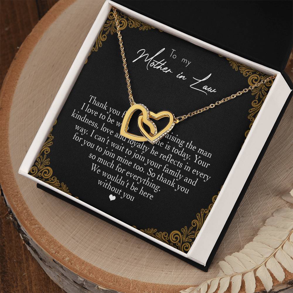To My Mother In Law Thank You For Raising The Man I Love Heart Necklace Interlocking Hearts Necklace
