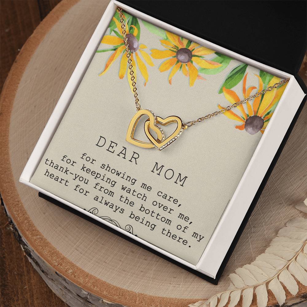 Dear Mom Interlocking Hearts Necklace Message Card