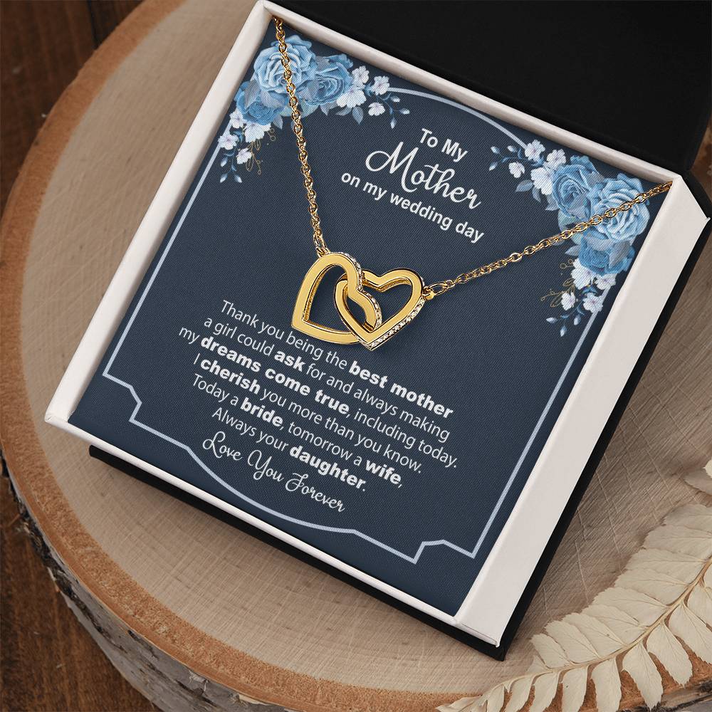 To My Mother On My Wedding Day - Thank You - Necklace Interlocking Hearts Necklace