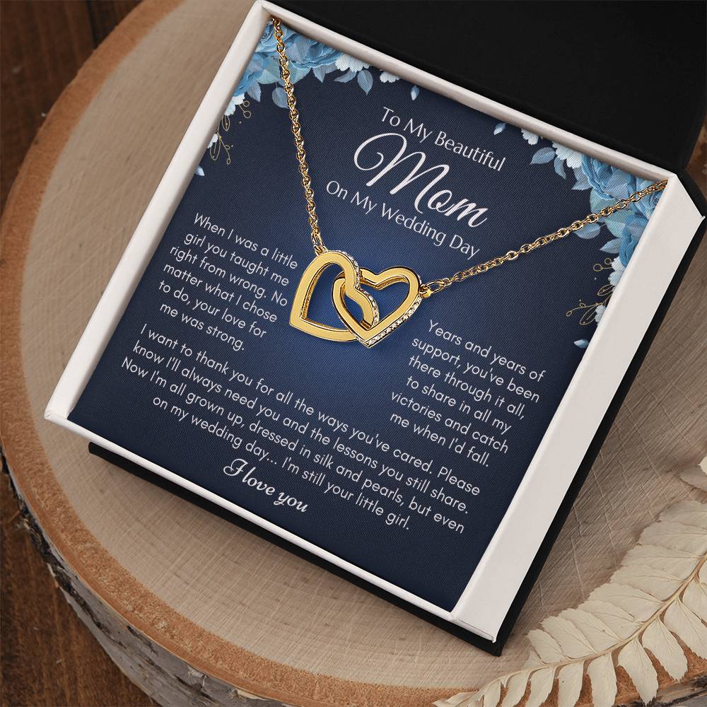 To My Mom On My Wedding Day Necklace Interlocking Hearts Necklace