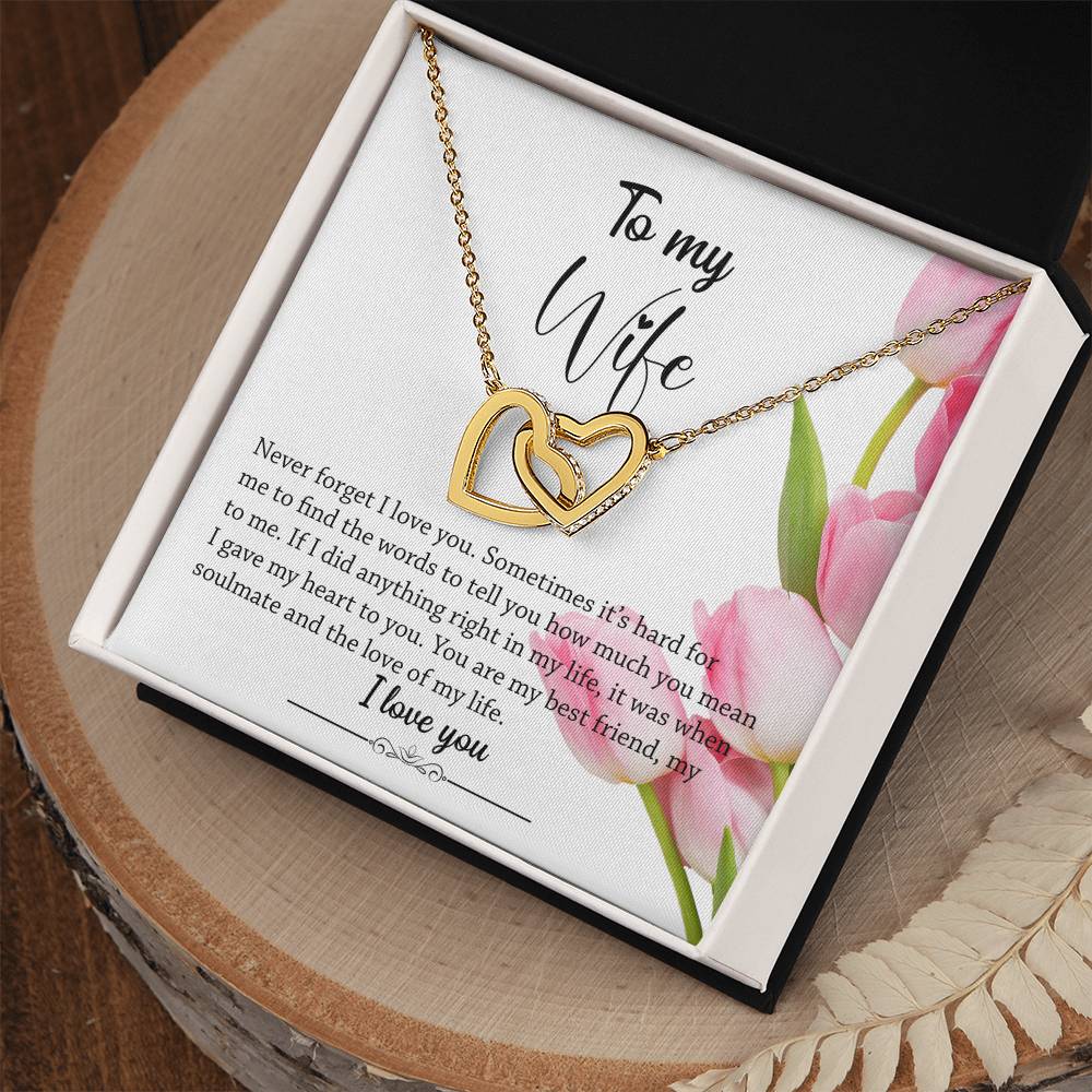 Interlocking Hearts - Pink Tulips Interlocking Hearts Necklace