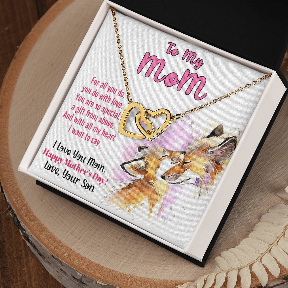 To My Mom Mother'S Day Gift Linked Hearts Necklace From Son Interlocking Hearts Necklace
