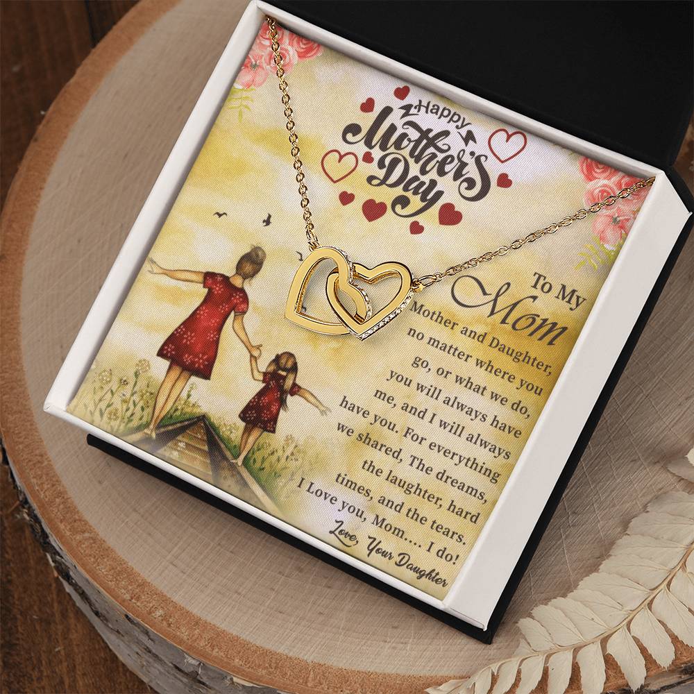 Mothers Day Gift For Mom Interlocking Hearts Necklace
