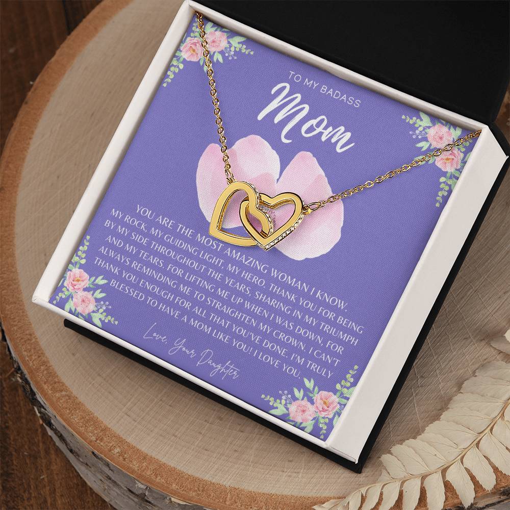Badass Mom Gift To My Badass Mom Necklace Mother’S Day Gift Daughter To Mom Gift Gift From Daughter To Mom On Wedding Day Mom Gift Interlocking Hearts Necklace