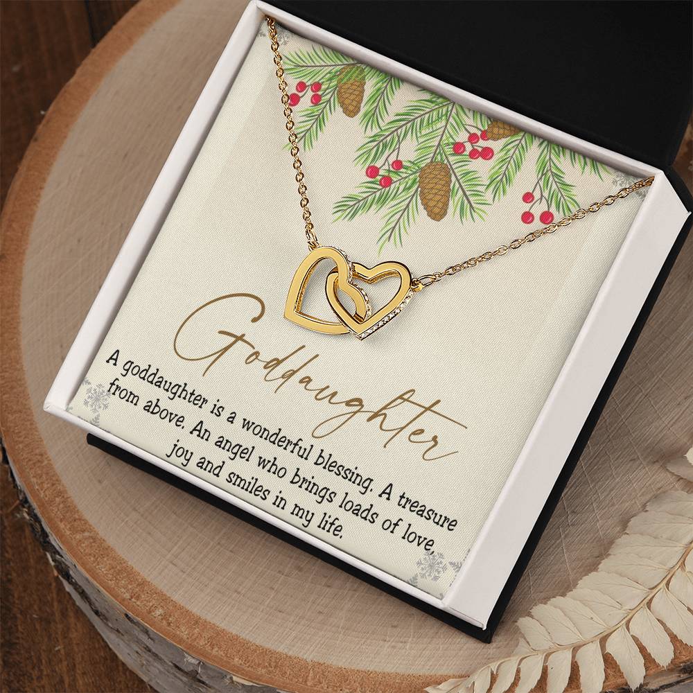 Goddaughter Interlocking Hearts Necklace Message Card