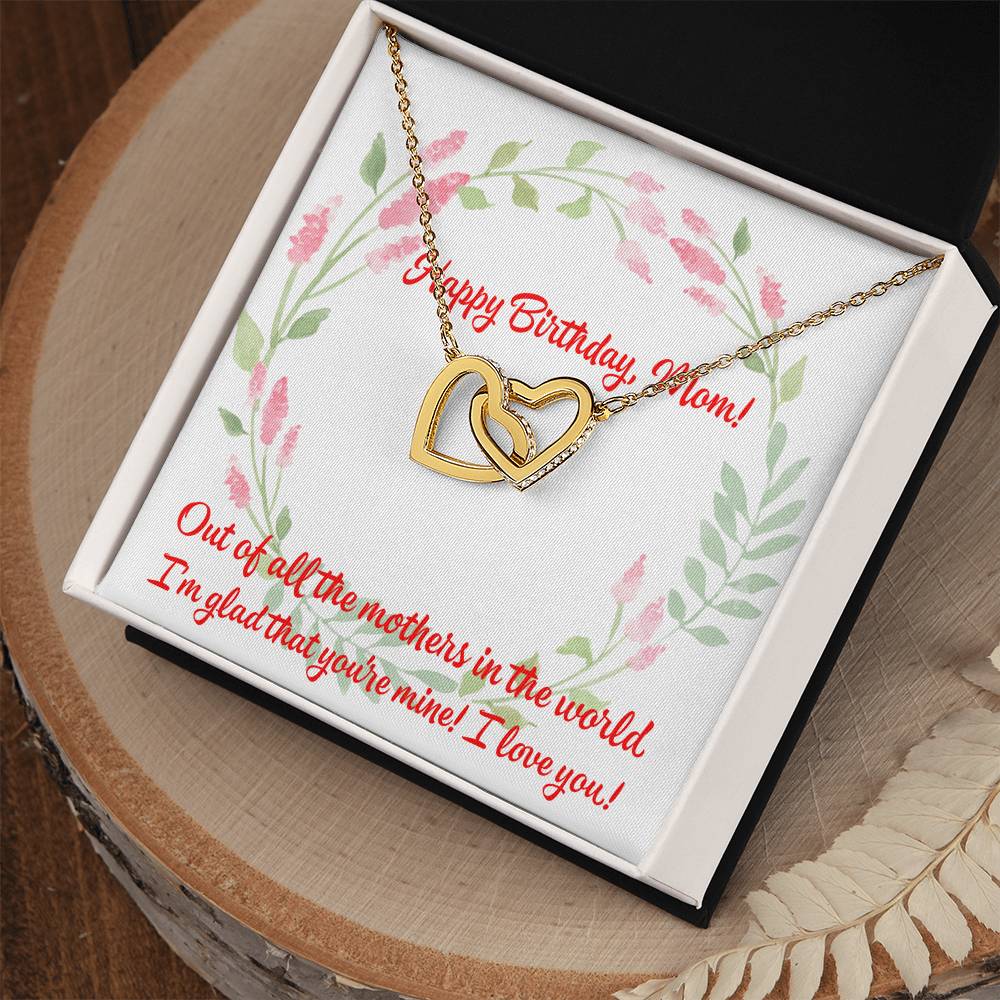 Happy Birthday Two Hearts Necklace For Mom Interlocking Hearts Necklace
