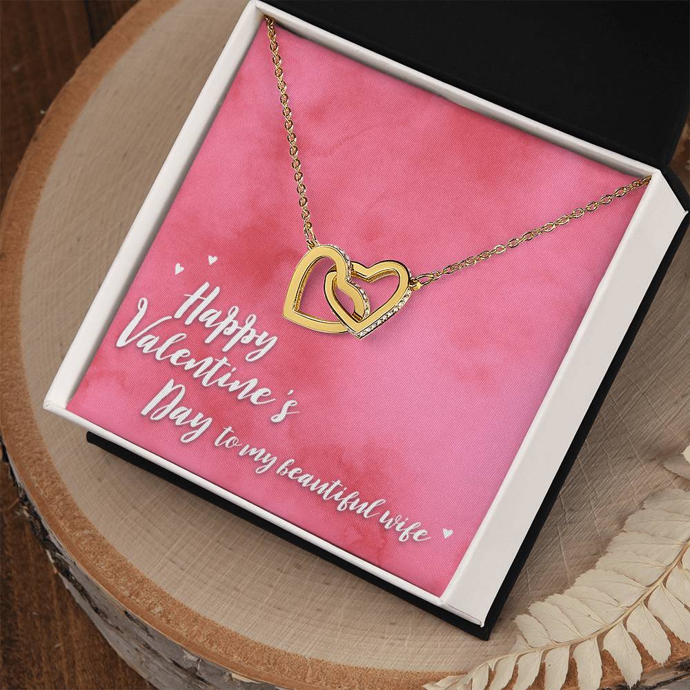 Happy Valentine'S Day Interlocking Hearts Necklace Gift From Husband To Wife Romantic Gift For Spouse