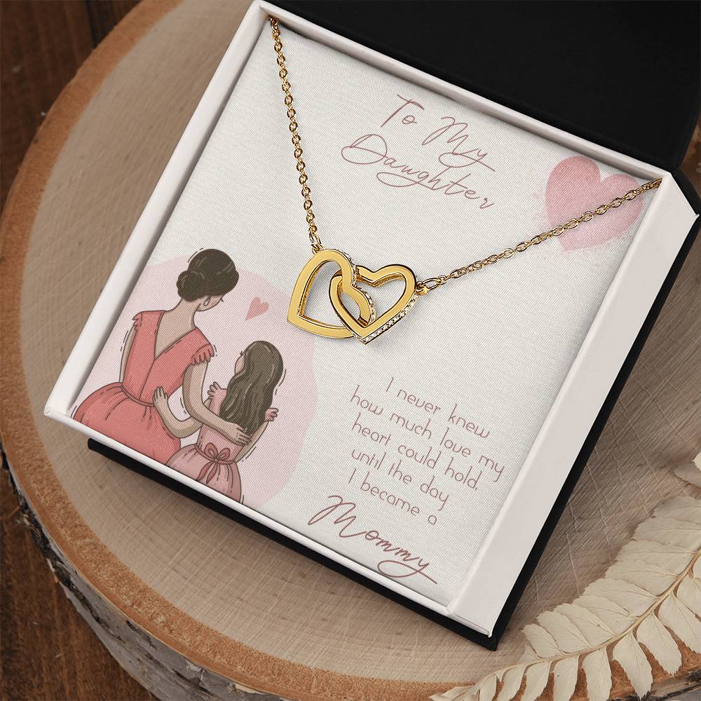 To My Daughter - 2 Interlocking Hearts Necklace