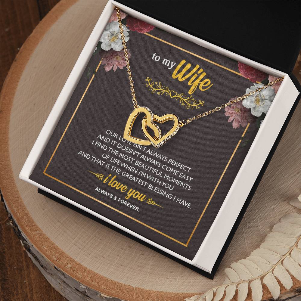 To My Wife - Interlocking Hearts - So40 Interlocking Hearts Necklace