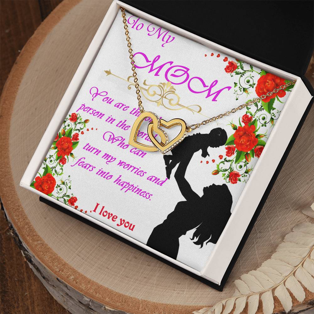 Greeting Card For Lovely Mother Interlocking Hearts Necklace