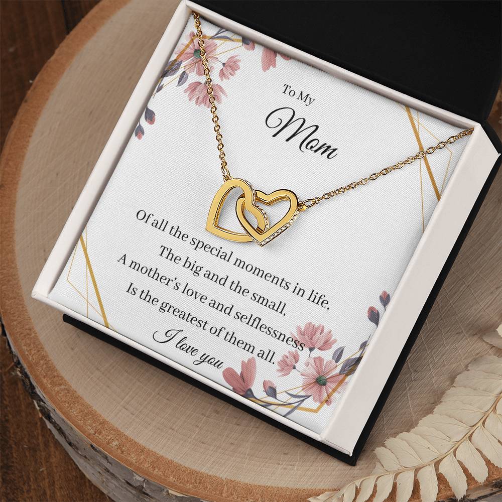 To My Mom From Son Daughter Gift Anniversary Graduation Mothers Day Birthday Interlocking Hearts Necklace