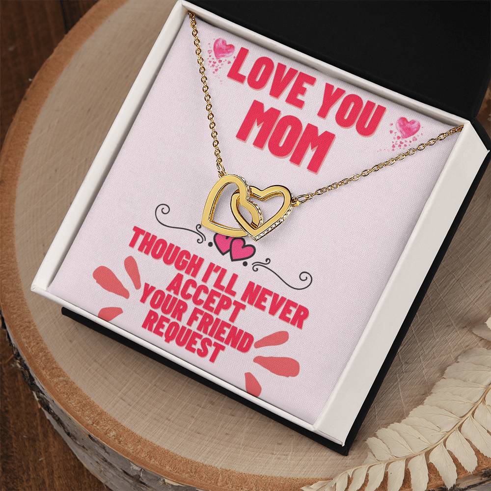 Mom’S Friend Request- Interlocking Hearts With Cubic Zirconia Interlocking Hearts Necklace