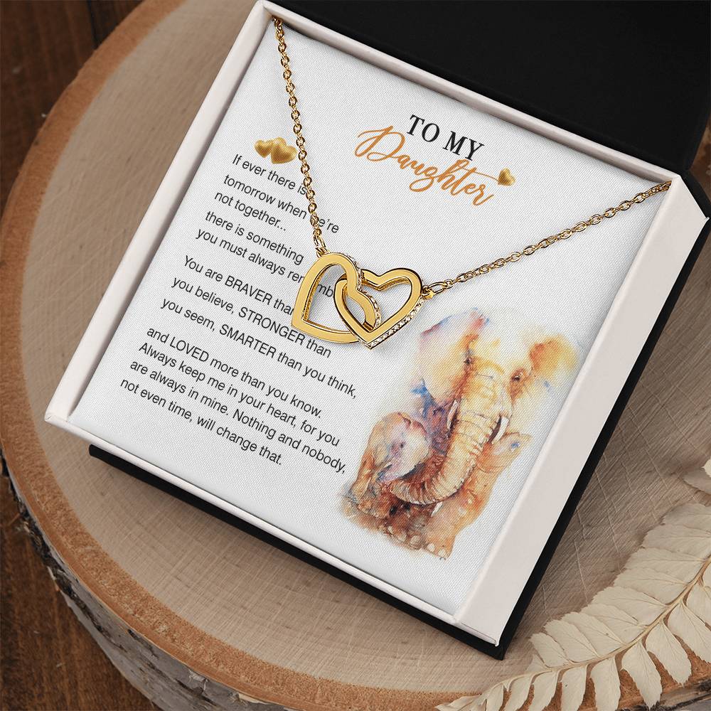 To My Daughter Necklace From Elephant Mom Interlocking Hearts Necklace