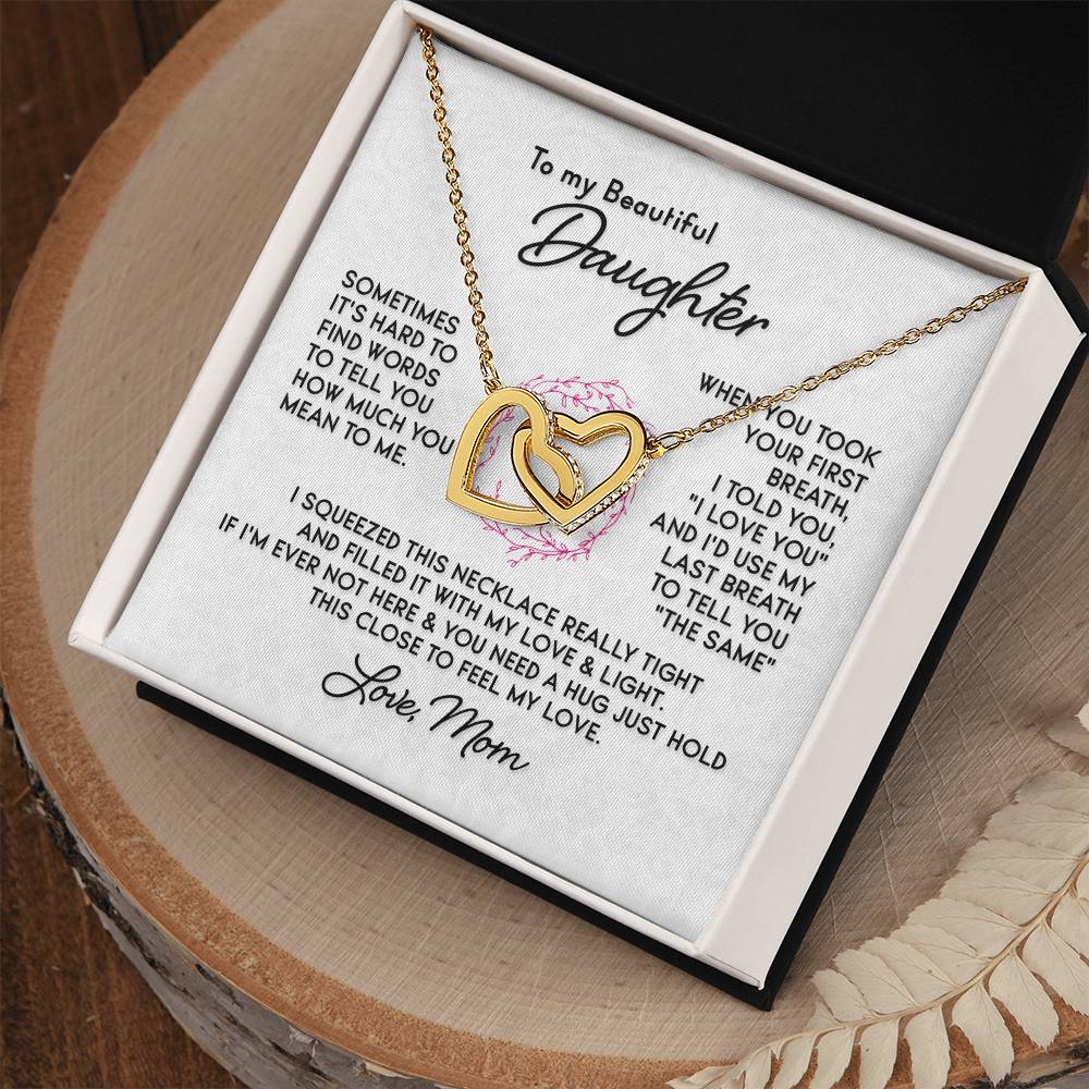 To My Beautiful Daughter - Interlocking Hearts Necklace