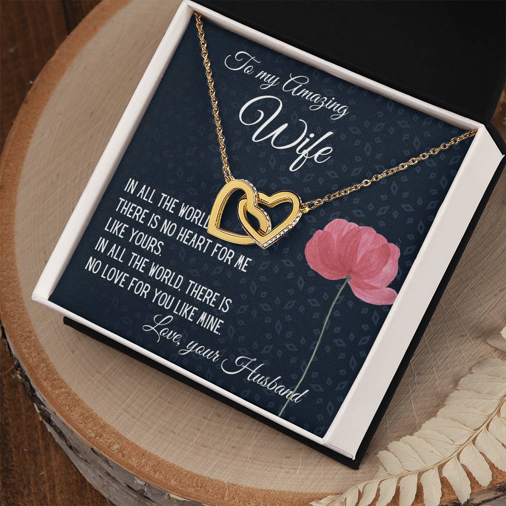 Gift For Wife There Is No Heart For Me Like Yours Interlocking Hearts Necklace B