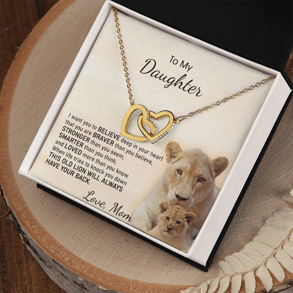 To My Daughter Necklace Gift From Mom On Birthday Graduation Daughter Grown Up Daughter Interlocking Hearts Necklace