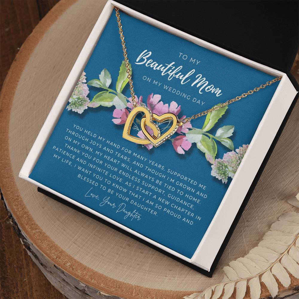 Mother Of The Bride Necklace Jewelry Gift From Bride To Mom Gift From Daughter On Wedding Day Gift For Mother On Wedding Day Interlocking Hearts Necklace