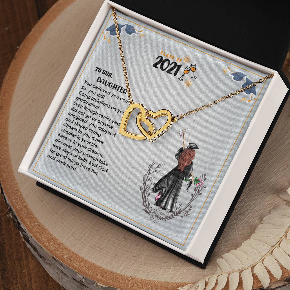 Interlocked Never-Ending Love Necklace For Believer Graduate Daughter Interlocking Hearts Necklace
