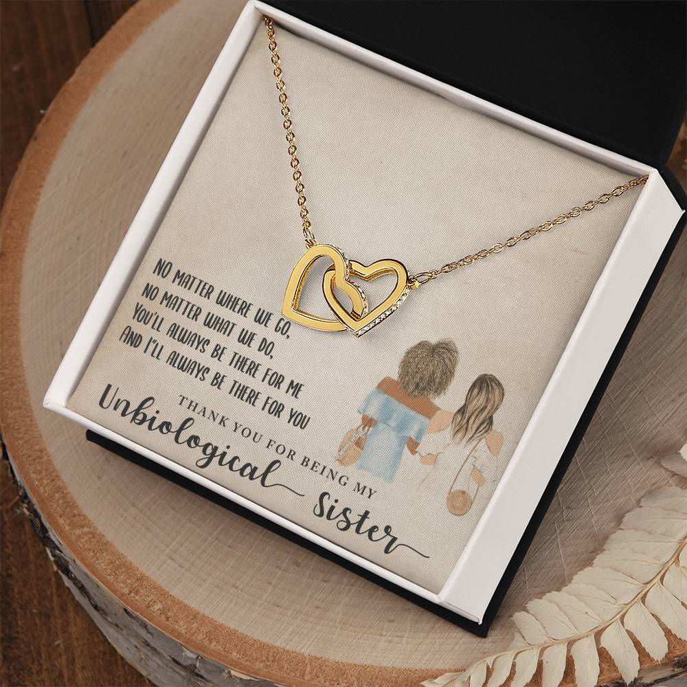 Unbiological Sister Necklace Best Friend Forever Bff Interlocking Hearts Necklace