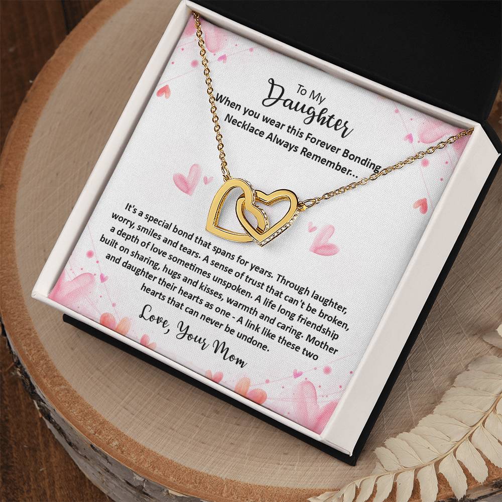 Forever Bonding Necklace - To My Daughter Interlocking Hearts Necklace