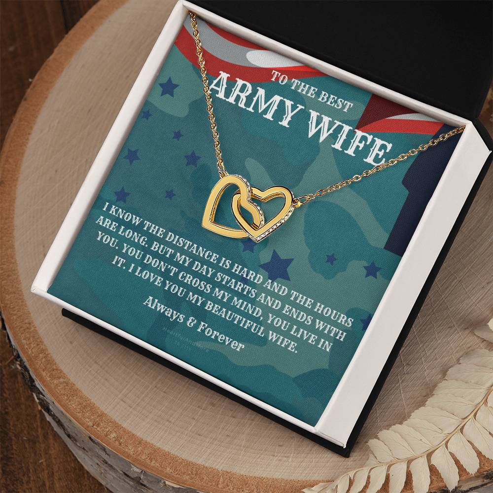 Army Wife Gift Military Gift Wife To The Best Army Wife In The World Army Jewelry Deployment Necklace Deployment Gift Gift For Army Wife Interlocking Hearts Necklace